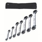 Box End Wrench Set, Alloy Steel, Chrome, 7 Tools, 7 mm to 21 mm Head Sizes