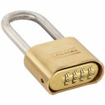 Combination Padlock, Resettable, Bottom, 4 Dial, Brass5JKW8