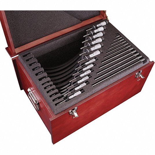 5UAA4_AS01.jpg Mechanical Outside Micrometer Set, Range 0 in to 12 in, Number of Micrometers 12 - Image 1