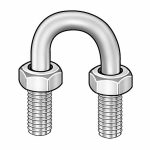 U-Bolt, Standard, Low Carbon Steel, Zinc, 1/2Inch-13, 1 1/2Inch Thread Length, PK 50