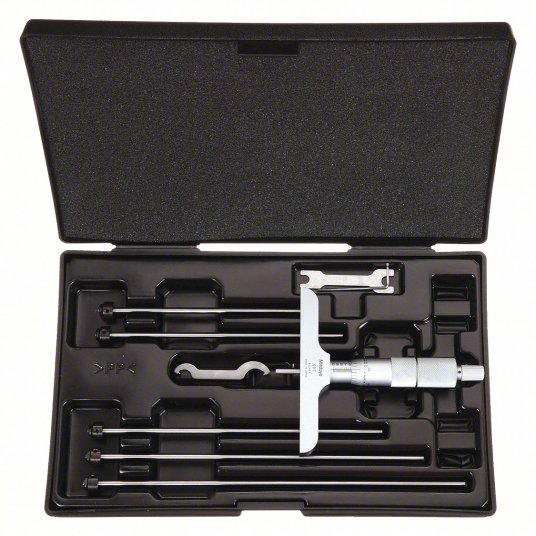 5c724_as02.jpg Mechanical Depth Micrometer, 0 inch to 6 inch Range, +/-0.00015 inch Accuracy, 4 inch Base Length - Image 1