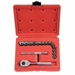 Socket Wrench Set, Socket Size Range 6 mm to 19 mm, Drive Size 3/8 in 5C878