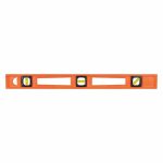 I-Beam Level, 24 inch Lg, 3 Vials, Orange, Structo-Cast(R) Plastic, Nonmagnetic