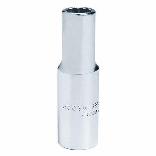 6rcl3_as01.jpg Socket, 3/8 inch Drive Size, 9 mm Socket Size, 12-Point, Alloy Steel, Deep, Chrome Finish - Image 1