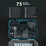 Drill & Screwdriver Bit Set, 75pcs, Assorted Sizes