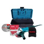 Kit: Angle Grinder 4Inch (100mm), Tool Box, 10 Pcs Cut Off Wheel 100MM, Makita Cap, Makita Gloves - Image 2