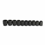 Impact Socket Set, Alloy Steel, Finish Black Oxide, 3/4 inch, Impact Rated Yes, Socket Depth Standard, Number of Pieces 10
