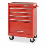 Rolling Cabinet, 27 inch Length, 42 inch Height, Depth 18 inch, 4 Drawer, Red