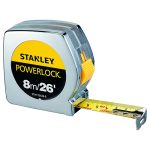 Stainless Steel SAE/Metric Tape Measure, 8 m /26 ft, Silver