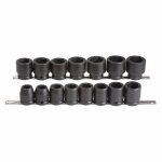 Impact Socket Set, Alloy Steel, Black Oxide, 3/4 inch, Impact Rated Yes, Socket Depth Standard, Number of Pieces 15