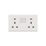 Double Power Outlet ZI 13A -Black –32×88×86mm With Neon