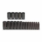 Impact Socket Set, Alloy Steel, Black Oxide, 1/2 in, Impact Rated Yes, Socket Depth Deep, Number of Pieces 19
