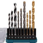 Metal, Wood, Masonry Drill Bit Set, 9pcs, Plastic Case - Image 4