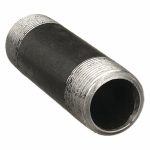Nipple, Black Steel, 1 1/2Inch Nominal Pipe Size, 6Inch Overall Lg, Threaded on Both Ends, Schedule 80