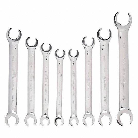 Je5n1AM9EULI.jpg Flare Nut Wrench Set, Alloy Steel, Chrome, 8 Tools - Image 1