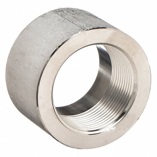 JrYyp4d7KwAz.jpg Half Coupling, 304 Stainless Steel, 2 1/2Inch x 2 1/2Inch Fitting Pipe Size, Female NPT x Female NPT - Image 1