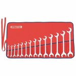 Open End Wrench Set, Alloy Steel, Chrome, 14 Tools, 3/8 inch to 1 1/4 inch Range of Head Sizes