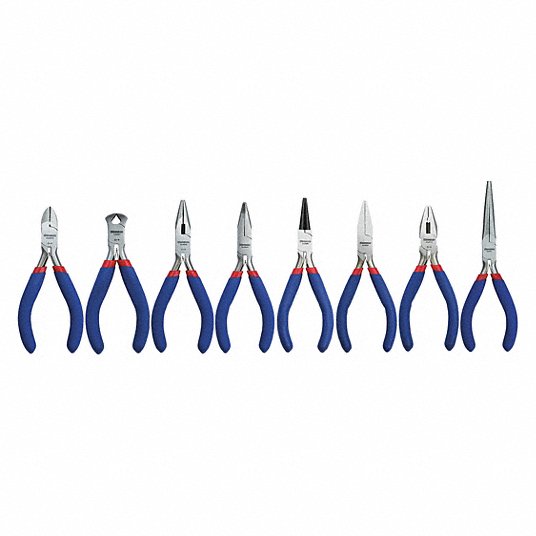 M2UAkTLFh6OY.jpg Plier Set, 8 Pliers, Standard Cushion Grip, Manual, Pouch, 6 - 9 Pliers Range - Image 1