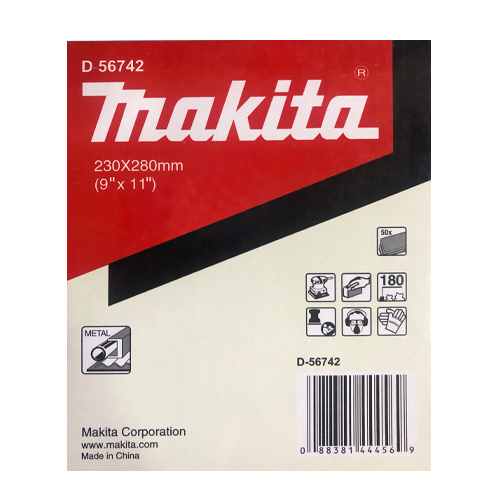 Makita_P180_2-1.png ورق سنفرة مقاس 230× 280مم (درجة الخشونة 180), 50 حبات - الصورة 1