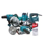 9 Piece Combo Kit: Circular Saw, Jig Saw, Router, Drill, Belt Sander, 2 Piece Jig Saw Blade, 2 Piece Circular Saw Blade
