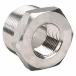 Hex Reducing Bushing: 3/4Inch x 1/2Inch Fitting Pipe Size, 304 Stainless Steel, Male NPT x Female NPT, Class 3000