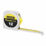 Tape Measure, 12 ft Blade Lg, 3/4 inch Blade Wd, inch/ft, Closed, Steel