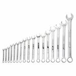 Combination Wrench Set, Alloy Steel, Satin, 17 Tools, 7 mm to 27 mm Range of Head Sizes