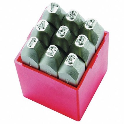 Number Stamp Set, Size 3/8 Inch, 9 Pieces, Steel
