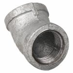 45° Elbow, Malleable Iron, 2Inch x 2Inch Pipe Size, NPT x NPT, Class 150