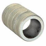 Nipple, Galvanized Steel, 1/2Inch Nominal Pipe Size, 1 1/8Inch Overall Lg, Fully Threaded, Seamless