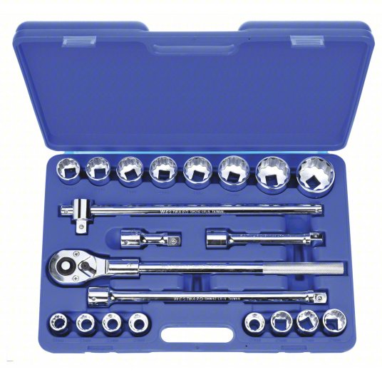 SKrfnLZUBcwT.jpg Socket Wrench Set, 3/4 in Drive Size, 21 Pieces, 19 mm to 50 mm Socket Size Range - Image 1