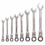Combination Wrench Set, Alloy Steel, Chrome, 8 Tools, 5/16 in to 3/4 in Range of Head Sizes, Number Of Points 12