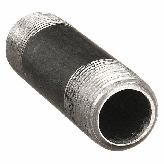 Tr5xhabg0dOo.jpg Nipple, Black Steel, 1/2Inch Nominal Pipe Size, 4Inch Overall Lg, Threaded on Both Ends, Schedule 80 - Image 1