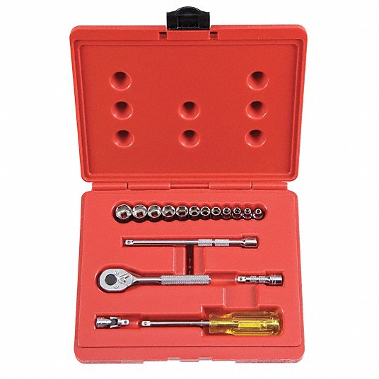 TybijQWPmuJN-1.jpg طقم مفتاح ربط مع الحبات, مقاس اللقم من 4 مم إلى 14 مم, مقاس قاعدة تثبيت الحبات 1/4 بوصة, نوع التثبيت يدوي, كروم - الصورة 1