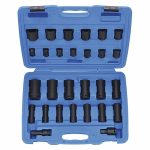 Impact Socket Set, 1/2 inch Drive Size, 28 Pieces, 7/16 inch to 1 1/4 inch Socket Size Range
