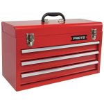 General Purpose Box with 3 Drawers, Height 11/34 inch, depth 8-3/4 inch, Red