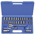 Socket Wrench Set, 3/8 inch Drive Size, 33 Pieces, (28) 12-Point