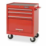 Rolling Cabinet, 27 inch Length, 35 inch Height, Depth 18 inch, 3 Drawer, Red