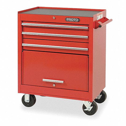 VMd6Z5trA0QG.jpg Rolling Cabinet, 27 inch Length, 35 inch Height, Depth 18 inch, 3 Drawer, Red - Image 1
