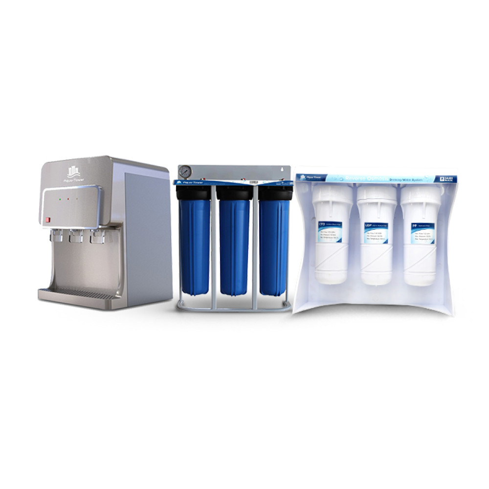 Water-Dispenser-GOLD-Aquatower-Zee-Plus-M2-Aquatower-Jumbo-Big-Blue-Triple-Water-Filter-Aqua-Tower-Water-filter-1000x1000-2.jpg فلتر AquaTower جامبو أزرق ثلاثي + فلتر مياه اكوا تاورا + برادة مياه أكواتاور - زى بلس موديل 2 لون ذهبي - الصورة 1