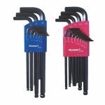 Hex Key Set, L, Metric/SAE, Long, 22 Pieces, Plastic Holder, Alloy Steel