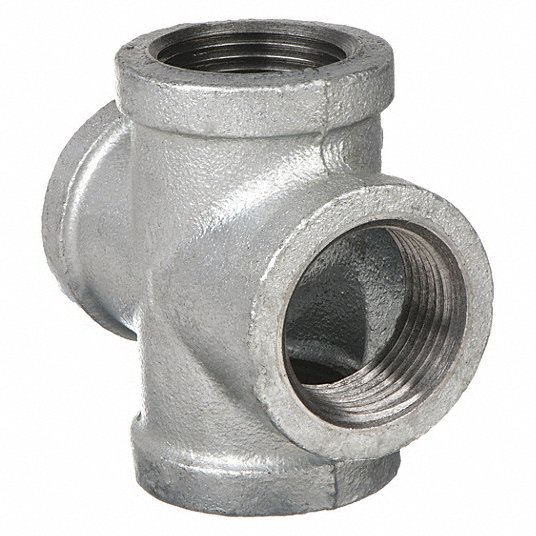 YOoczD2IuxdP.jpg Cross, Malleable Iron, 1Inch x 1Inch x 1Inch x 1Inch Pipe Size, NPT x NPT x NPT x NPT - Image 1
