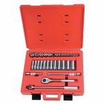 Socket Wrench Set, Socket Size Range 3/8 in to 1 1/4 in, Drive Size 1/2 in, Drive Type Hand