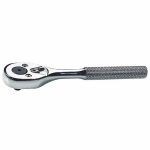 Hand Ratchet, Pear, Reversing, 5 in Overall Lg, Chrome, 15° Min Arc Swing