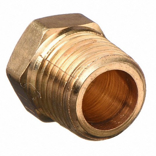 bTEAoVM9PaHt.jpg Hex Head Plug: 1/4Inch Pipe Size, Male NPT, Brass, Overall Length 13/16Inch - Image 1