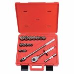 Socket Wrench Set, Socket Size Range 3/8 in to 1 1/4 in, Drive Size 1/2 in, Drive Type Hand, Chrome