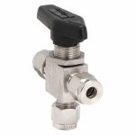Ball Valve, 316 Stainless Steel, 3-Way, 1-Piece, Pipe Size 3/8 in, Tube Size 3/8 in
