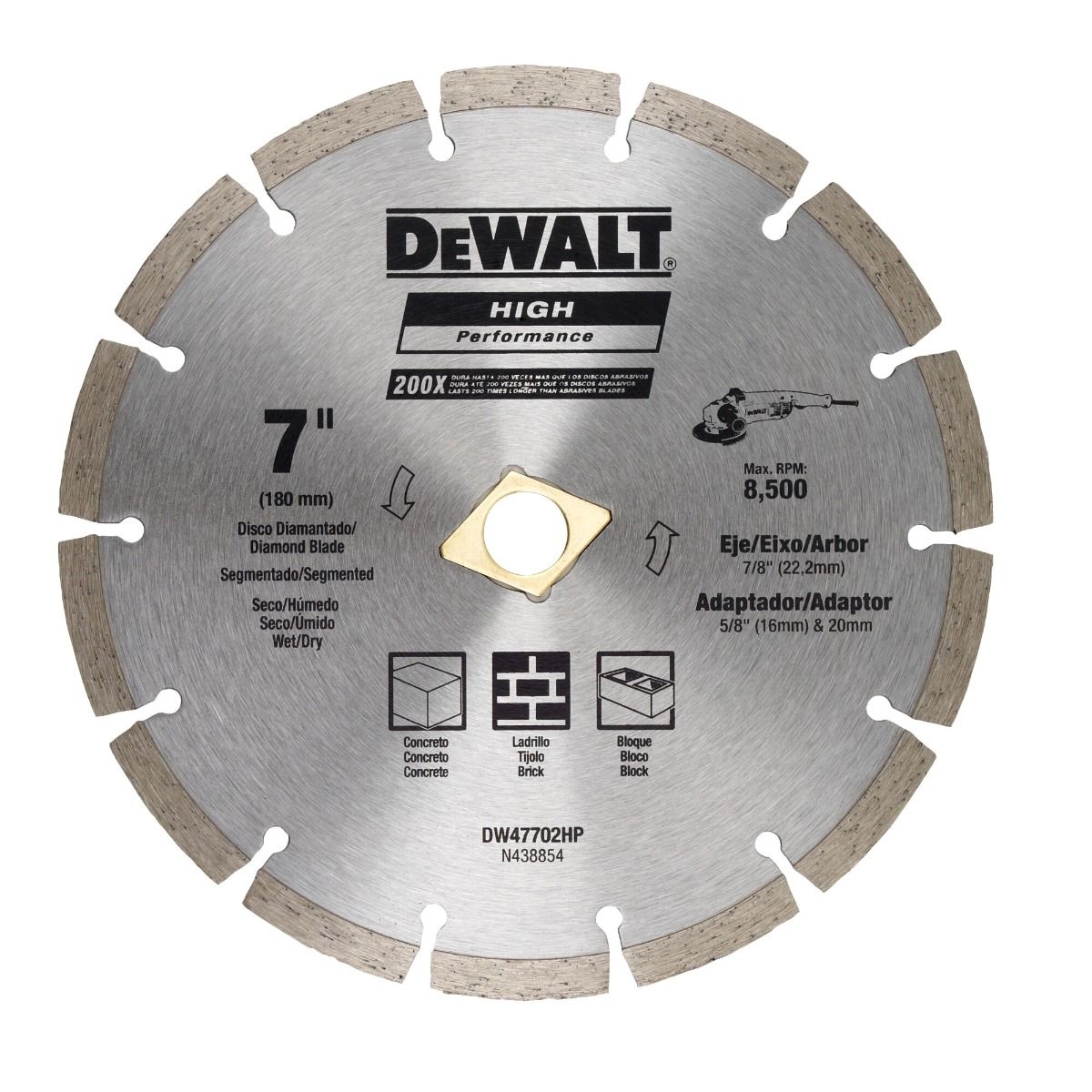 dw47702hp-blade_1_.jpg DeWalt Diamond Blade (Diameter (mm): 178 - Feature: Segmented Type - arbor_hole_mm: 22.2) - Image 1