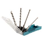 SDS Plus Drill Bit Set, for Concrete , 4 Pieces, 6 mm, 8 mm, 10 mm, 12 mm x 160 mm x 160mm, with a 2-cutter head