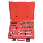 Socket Wrench Set, Socket Size Range 10 mm to 36 mm, Drive Size 1/2 in, Drive Type Hand, Chrome.
